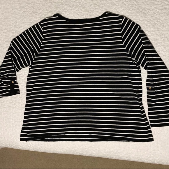 Anne Klein Sport Black and White Striped Blouse - Picture 5 of 10